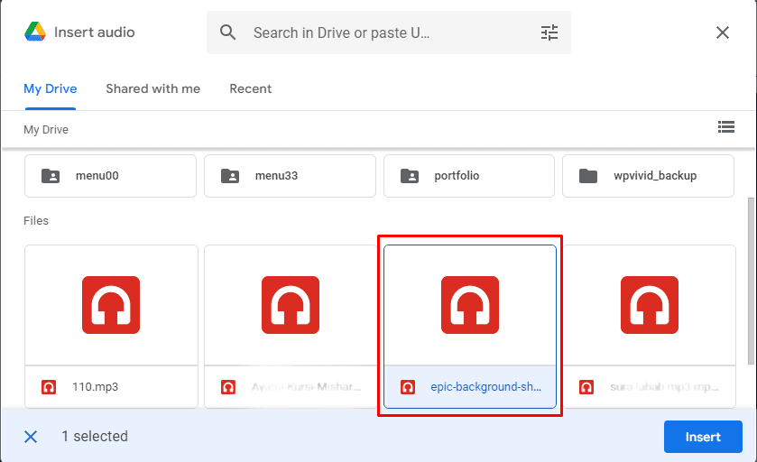 Add the audio file to Google Slides