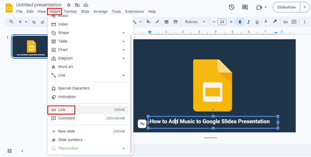 Insert the URL in your Google Slides presentation