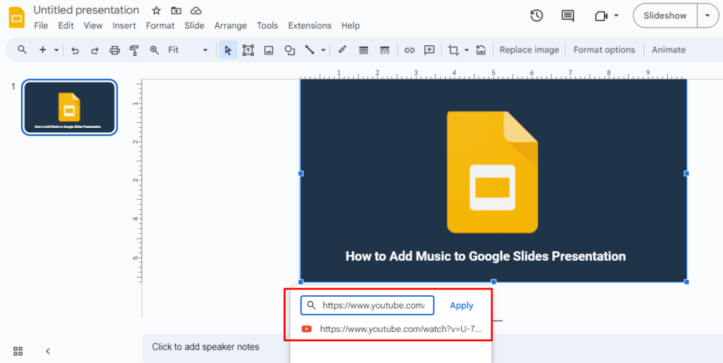 Insert the URL in your Google Slides presentation