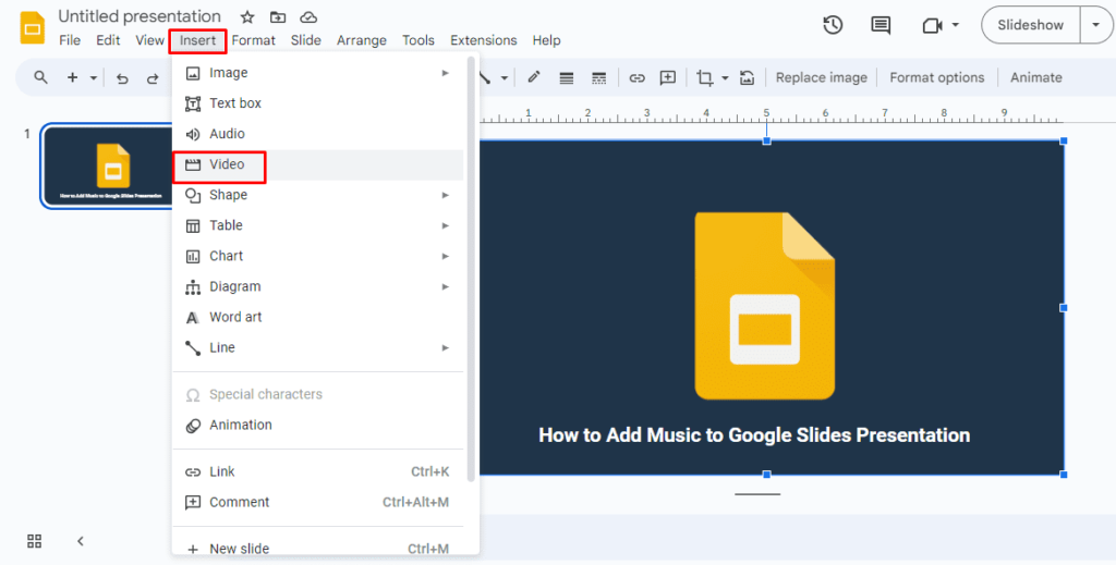 Add the link to your Google Slides presentation