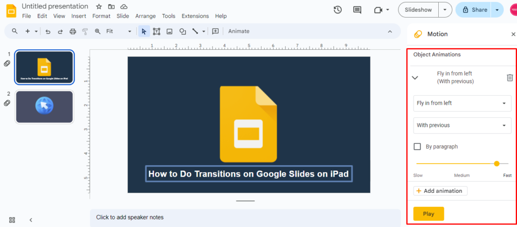 How to Do Transitions on Google Slides on iPad