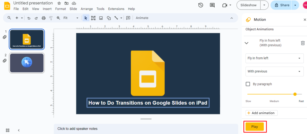 Google Slides on iPad