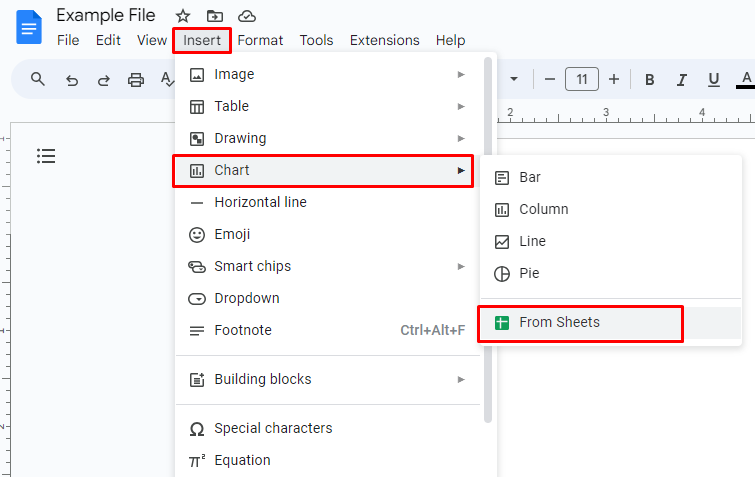 Insert a Chart From Google Sheets to Docs