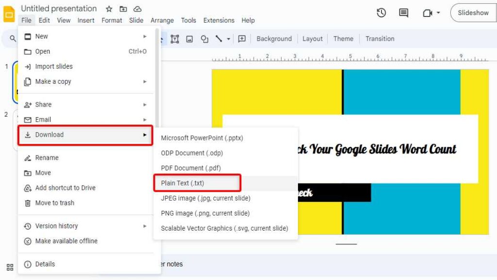 Check Google Slides Word Count Using Text Files