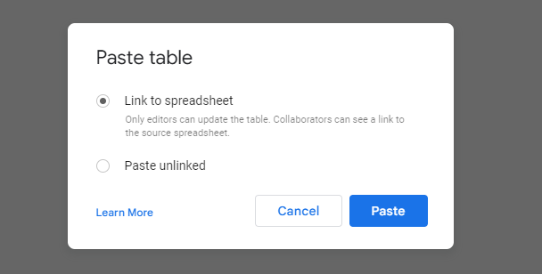 how to insert an excel spreadsheet into google docs